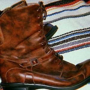 Brown Leather Lace Up Ankle Boots